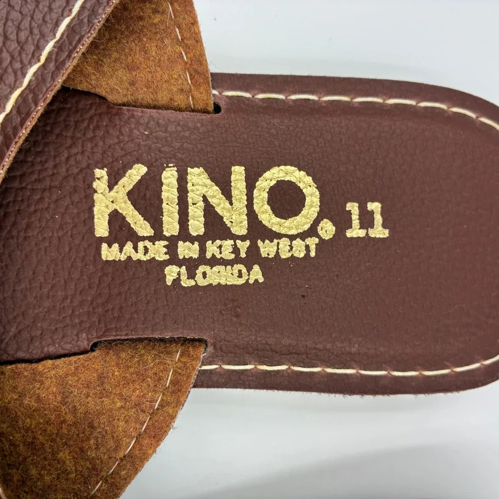 Kino Key West Florida Brown Leather Rope Thong Sandals Mens 11 Handmade Slides